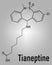 Tianeptine antidepressant drug molecule. Skeletal chemical formula.