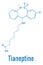 Tianeptine antidepressant drug molecule. Skeletal chemical formula.