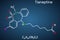 Tianeptine molecule. It is tricyclic antidepressant TCA. Structural chemical formula on the dark blue background