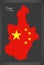 Tianjin China map with Chinese national flag illustration