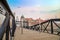 Tianjin  pedestrian wooden bridge over Haihe river in Nankai district