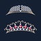 Tiara crowns set. Wedding diadem with diamonds and gems.