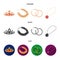 Tiara, gold chain, earrings, pendant with a stone. Jewelery and accessories set collection icons in cartoon,black,flat