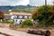 Tibasosa, Boyaca, Colombia - August 9th 2023. View of the beautiful mountains and houses of the small town of Tibasosa in the