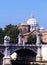 Tiber bridge and St Peters, Rome.