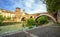 Tiber Island and Fabricius Bridge on the river Tiber in Rome, Italy.