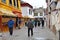 Tibet, Lhasa, China, June, 02, 2018. People walking near one of the smaller ancient Buddhist monasteries in Lhasa on Barkhor stree