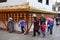 Tibet, Lhasa, China, June, 03, 2018. Buddhists spining ritual drums next to one of the small ancient Buddhist monasteries in Lhasa