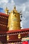 Tibet, Lhasa, the first Buddhist temple of Jokhang. Gold attributes of Buddhism