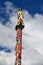 Tibet, Lhasa, ritual Buddhist pillar in front of the ancient temple of Jokang in the historic center of the city