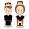 Tibet Puak Gongbu wedding couple, cute tibetan traditional clothes costume bride and groom cartoon vector illustration