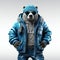 Tibetan Blue Bear: 3d Illustration Of A Hip-hop Rockstar