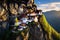 Tibetan Buddhist monastery on the cliff at sunset time, Tiger\\\'s nest Temple Paro valley Bhutan