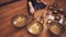 Tibetan copper singing bowls close-up