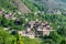 The tibetan folk houses in the forest on the mountain