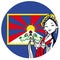 Tibetan girl with tibetan flag, Cartoon