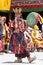 Tibetan lamas dressed in mystical mask dance Tsam mystery in time of buddhist festival at Hemis Gompa, Ladakh, North India