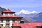 Tibetan monastery at Junbesi Nepal, Himalayas mountain background