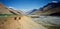 Tibetan monks resting by the Spiti Valley