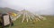 Tibetan prayer flags flown by strong wind in Laji mountain, Qinghai China