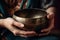 Tibetan singing bowl. Generate ai