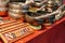 Tibetan singing bowls and wooden Namaste traditional greeting signs