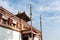 Tibetan style flat roofed building in qinghai kumbum monastery