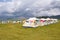 Tibetan tent with cloudy