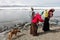 Tibetan women fetching water