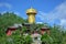 Tibetian monastery and golden buddhist wheel in Shangri-La, China