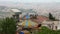 Tibidabo Amusement Park, tourists on viewing point and Barcelona