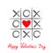 Tic tac toe game with criss cross and red heart sign mark XOXO. Hand drawn brush.