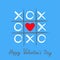 Tic tac toe game with criss cross and red heart sign mark XOXO. Hand drawn brush. Doodle line. Happy Valentines day card Flat desi