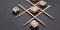 Tic tac toe game with sushi on dark black background, creative concept sushi rolls. Banner, playing tic tac toe game