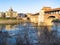 Ticino River with Ponte Coperto and view of Pavia