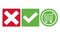 Tick check shopping cart icon buttons green and red