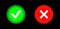 Tick, cross icon set red and green circle 3D button . Add, cancel, or the plus and minus signs on buttons or circles icon isolated