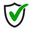 Tick icon approved, protection and privacy mark, vector green check mark shield