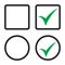 Tick icon vector symbol, checkmark isolated.Checkbox set with blank and checked checkbox vector icon.