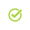 Tick icon vector symbol, green checkmark isolated, checked icon or correct choice sign