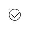 Tick icon vector symbol isolated, thin line art outline black checkmark isolated, checked icon or correct choice sign