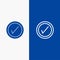 Tick, Interface, User Line and Glyph Solid icon Blue banner Line and Glyph Solid icon Blue banner