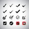 Tick mark or right sign vector icons set.