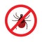 Tick parasite warning sign. Epidemic. Human mite parasite. Mite parasites.