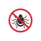 Tick parasite warning sign. Epidemic. Human mite parasite. Mite parasites.