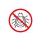 Tick parasite warning sign line icon. Epidemic. Human mite parasite. Mite parasites. Vector