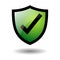 Tick shield security icon on white