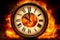 Tick Tock Blaze, Mesmerizing Clock on Fire, AI Generated