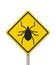 Tick warning on a on yellow highway caution road sign