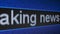 Ticker board with running text Breaking news